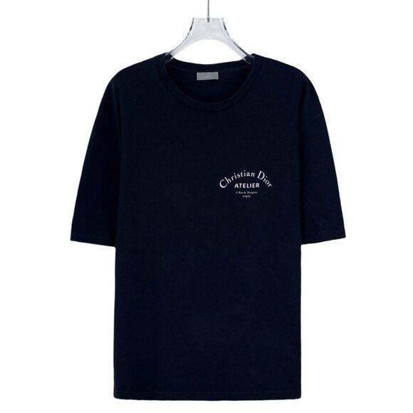 Dior Black Logo Letter Print Cotton Crewneck T-Shirt
